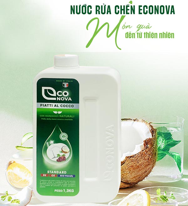 Nước Rửa Chén Thảo Mộc Dừa Già - Piattti al Cocco 12 nuoc rua chen thao moc dua gia econova piatti al cocco