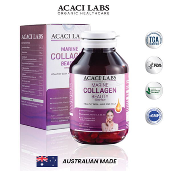 Collagen Thủy Phân Hỗ Trợ Da Móng Tóc - Acaci Labs Marine Collagen Beauty 18 vien uong collagen thuy phan acaci labs 4